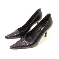 Pierre Cardin Paris Size 4 Ink Black Leather Party Heels (EU 37)
