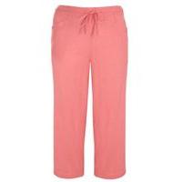 Pink Linen Blend Cropped Trousers, Pink