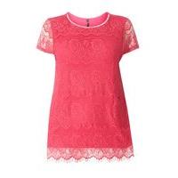 Pink Lace Embellished Top, Pink