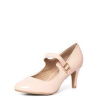 Pink Patent Heel Court Shoes, Pink