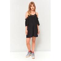 Pins & Needles Crochet Trim Cold-Shoulder Tunic Dress, BLACK