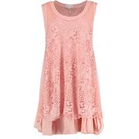 Pink Floral Embroidered Mesh Tunic Dress