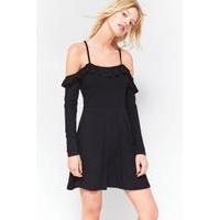 Pins & Needles Cold Shoulder Frill Dress, BLACK