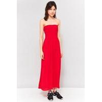 Pins & Needles Red Smocked Bandeau Strapless Dress, RED