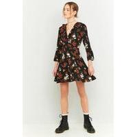 Pins & Needles Black Floral Frill Wrap Dress, BLACK MULTI