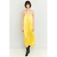 pins needles yellow satin midi slip dress yellow