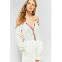 pins needles embroidered playsuit ivory