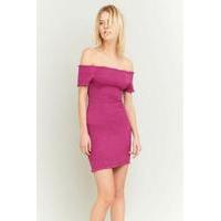 Pins & Needles Shirred Bodycon Bardot Dress, PURPLE