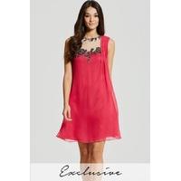 Pink Floral Motif Shift Dress