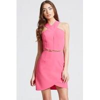 Pink Crossover Strap Dress