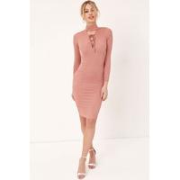 pink tie bodycon dress