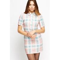 Pink Checkgrid Polo Mini Dress