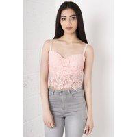 Pink Floral Lace Bralet Crop Top