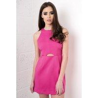 Pink Halterneck Cut Out Dress