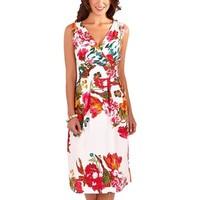 pistachio ladies vibrant floral print knee length dress womens long dr ...