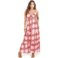 Pistachio Ladies Floral Cotton Maxi Dress with Straps women\'s Long Dress in red