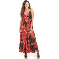 Pistachio Ladies Floral Cotton Maxi Dress with Straps women\'s Long Dress in red