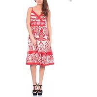 Pistachio Ladies Sun Flower Flowing Knee Length Summer Dress women\'s Dress in red