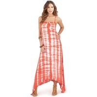 Pistachio Ladies Tie Dye Racer Back Slip On Summer Holiday Light Flowing women\'s Long Dress in orange