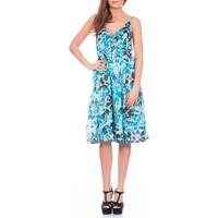 Pistachio Ladies Cross Front Floral Summer Holiday Dress women\'s Long Dress in blue