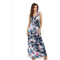 pistachio ladies maxi printed floral dress womens long dress in blue