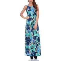 Pistachio Ladies Maxi Printed Floral Dress women\'s Long Dress in blue