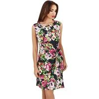 pistachio ladies floral sleeveless pleated midi womens large flower pr ...