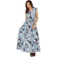 Pistachio Ladies Elasticated Waist Floral Maxi Dress women\'s Long Dress in blue