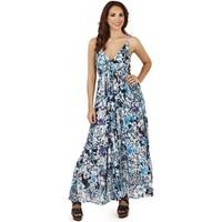 Pistachio Ladies Floral Cotton Maxi Dress with Straps women\'s Long Dress in blue