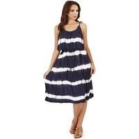 Pistachio Ladies Tie Dye Striped Pleat Overlay Short Dress women\'s Dress in blue