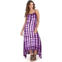 Pistachio Ladies Tie Dye Racer Back Slip On Summer Holiday Light Flowing women\'s Long Dress in purple