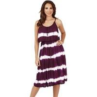 Pistachio Ladies Tie Dye Striped Pleat Overlay Short Dress women\'s Dress in purple