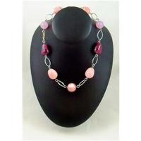 Pink Beaded Necklace on silver chain