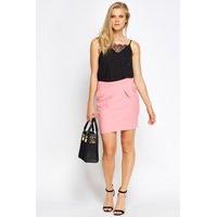 pink pleated mini skirt