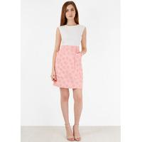 Pink and White 2 in 1 Textured Floral Skirt Dress