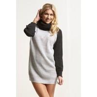 Pia Cowl Neck Contrast Sleeve Oversized Dress