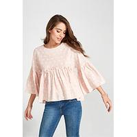 pink embroidered daisies swing top