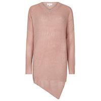 Pink Asymmetric Hem Fisherman Knit Jumper