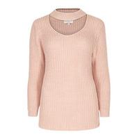 Pink Choker Neck Fisherman Knit Jumper