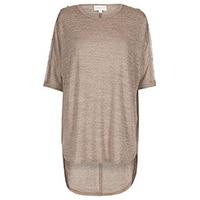 pink marl zip cold shoulder tunic top