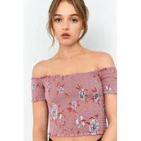 Pins & Needles Picnic Bardot Floral Off-The-Shoulder Top, PINK