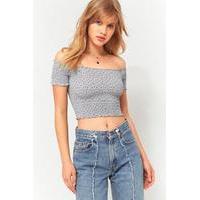 Pins & Needles Picnic Bardot Ditsy Floral Of-The-Shoulder Crop Top, BLUE