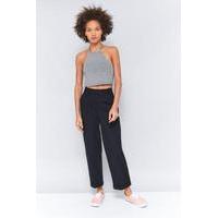 pins needles gingham scalloped crop top black multi