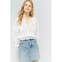 Pins & Needles Boho Trim Blouse, WHITE