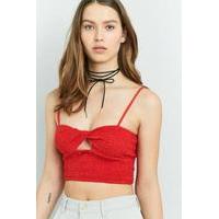 Pins & Needles Twist-Front Shirred Top, RED