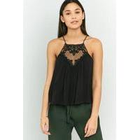 Pins & Needles Apron Neck Lace Cami, BLACK