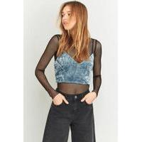 pins needles crushed velvet bralette blue