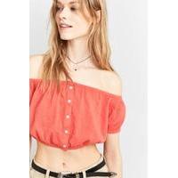 Pins & Needles Bubble Crop Top, RED