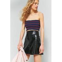 pins needles contrast ruched cropped bandeau top navy