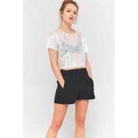 Pins & Needles Sequin Cropped T-Shirt, WHITE